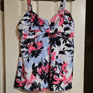 BloomChic Floral Tankini Set - Pink, Black, White Plus Size